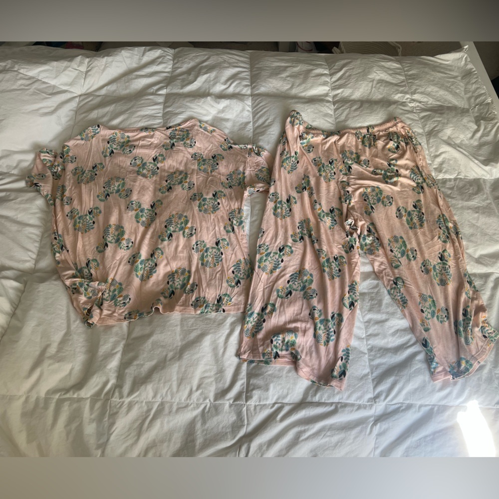 Disney Women's Sleepwear Set Pink with Blue Mickey Pattern Super Soft Medium - Picture 2 of 4